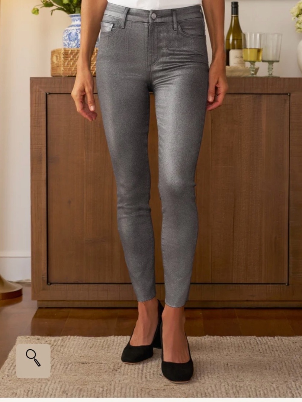 Frank and Eileen Sligo Slim Platinum Metallic Slim Jeans size 31